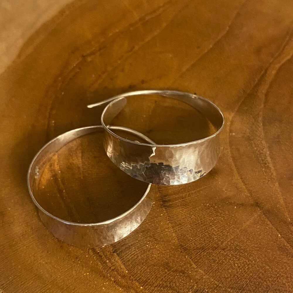 RETIRED James Avery Valle Hoop Earrings, Hammered Sterling Silver